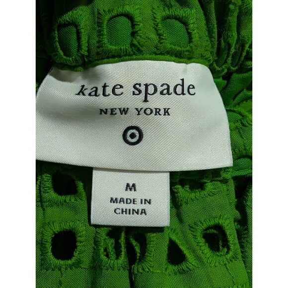 Kate Spade New York X Target Green Eyelet Volume Midi Skirt Side Pockets Size M - Picture 11 of 14